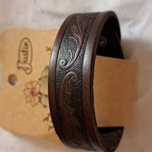 Justin Brown Leather Bracelet Unisex